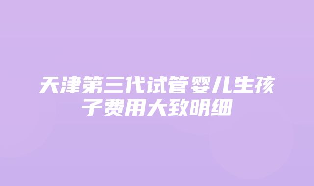 天津第三代试管婴儿生孩子费用大致明细