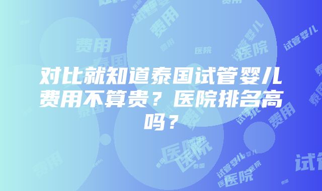 对比就知道泰国试管婴儿费用不算贵？医院排名高吗？