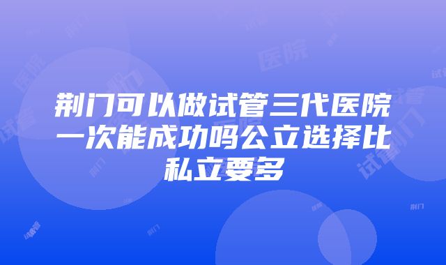 荆门可以做试管三代医院一次能成功吗公立选择比私立要多