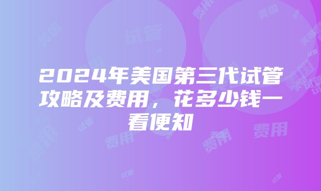 2024年美国第三代试管攻略及费用，花多少钱一看便知