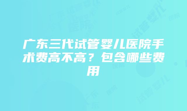 广东三代试管婴儿医院手术费高不高？包含哪些费用