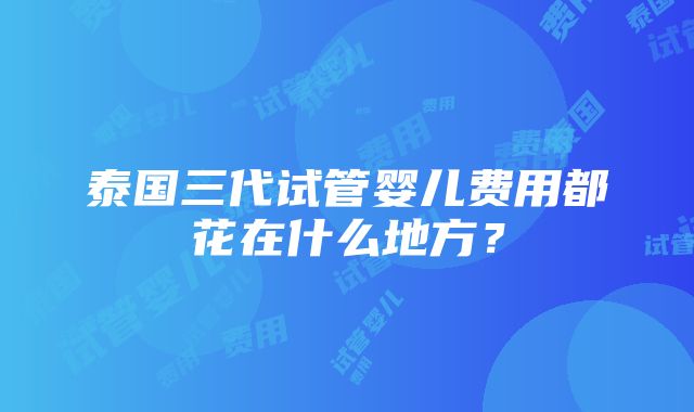 泰国三代试管婴儿费用都花在什么地方？