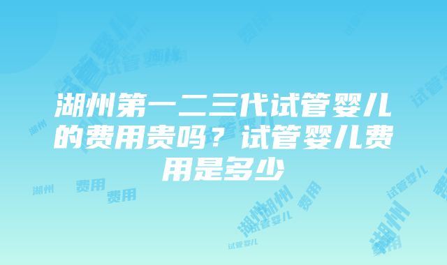 湖州第一二三代试管婴儿的费用贵吗？试管婴儿费用是多少