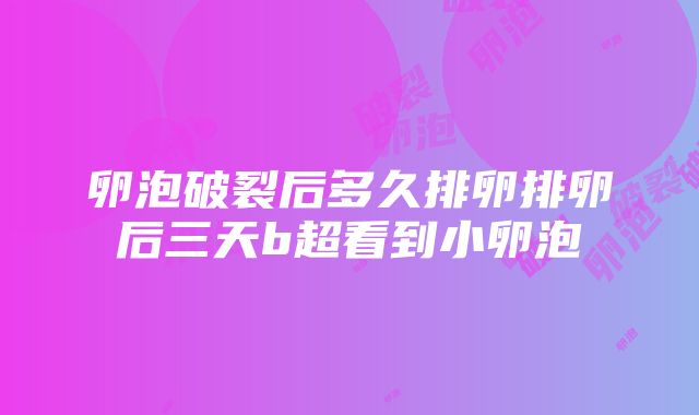 卵泡破裂后多久排卵排卵后三天b超看到小卵泡