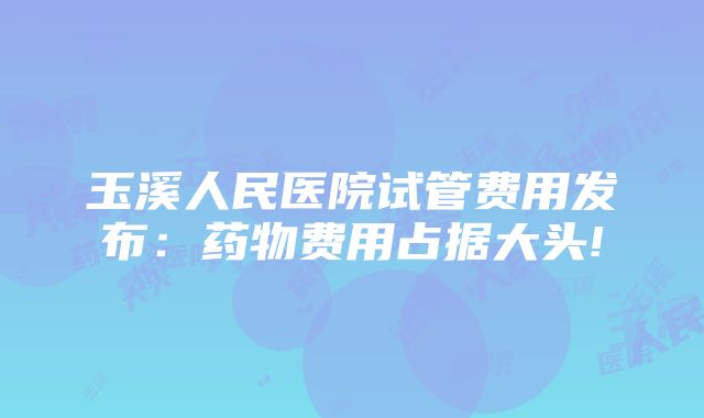 玉溪人民医院试管费用发布：药物费用占据大头!