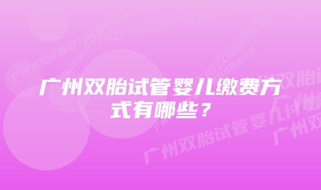 广州双胎试管婴儿缴费方式有哪些？