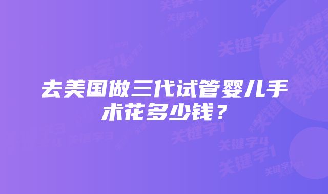 去美国做三代试管婴儿手术花多少钱？