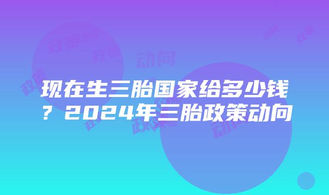 现在生三胎国家给多少钱？2024年三胎政策动向