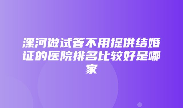 漯河做试管不用提供结婚证的医院排名比较好是哪家