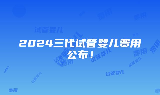 2024三代试管婴儿费用公布！