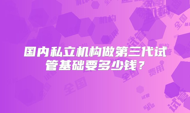 国内私立机构做第三代试管基础要多少钱？