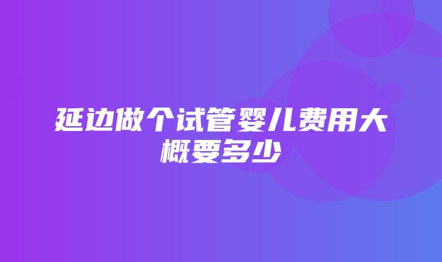 延边做个试管婴儿费用大概要多少