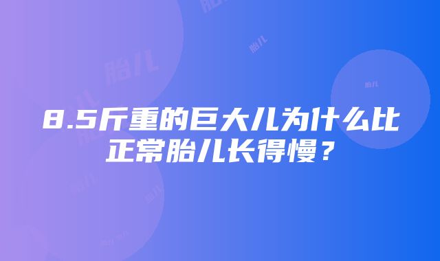 8.5斤重的巨大儿为什么比正常胎儿长得慢？