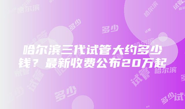 哈尔滨三代试管大约多少钱？最新收费公布20万起