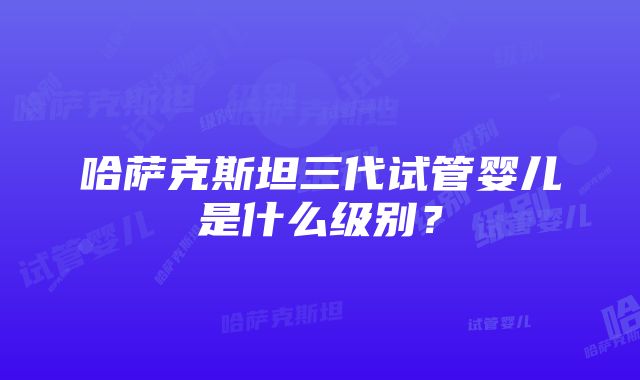 哈萨克斯坦三代试管婴儿是什么级别？