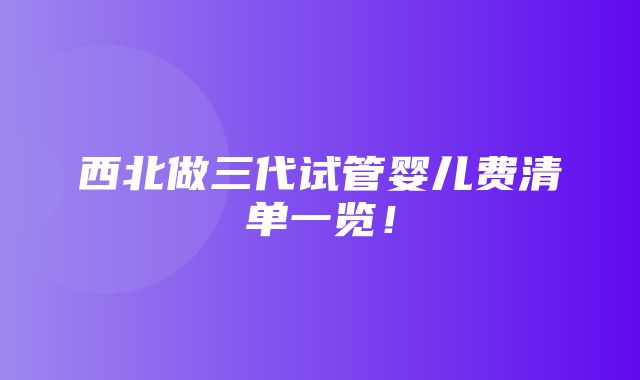 西北做三代试管婴儿费清单一览！