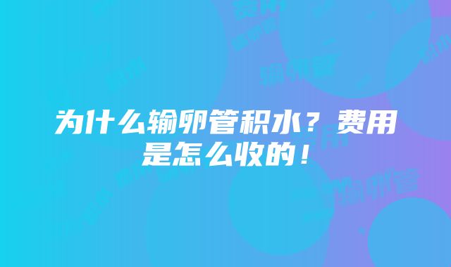 为什么输卵管积水？费用是怎么收的！