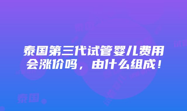 泰国第三代试管婴儿费用会涨价吗，由什么组成！