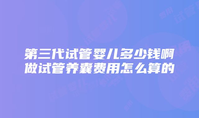 第三代试管婴儿多少钱啊做试管养囊费用怎么算的