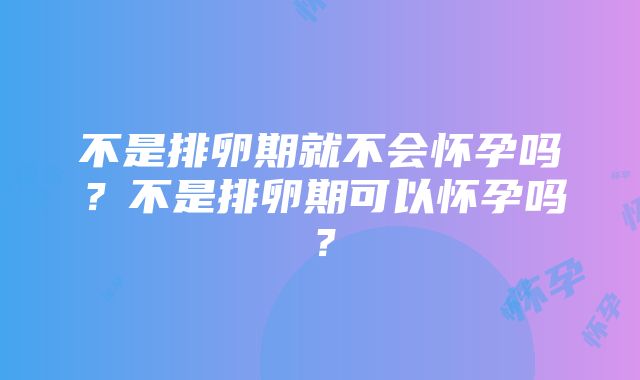 不是排卵期就不会怀孕吗？不是排卵期可以怀孕吗？