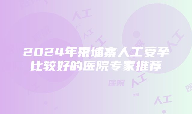 2024年柬埔寨人工受孕比较好的医院专家推荐