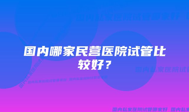 国内哪家民营医院试管比较好？