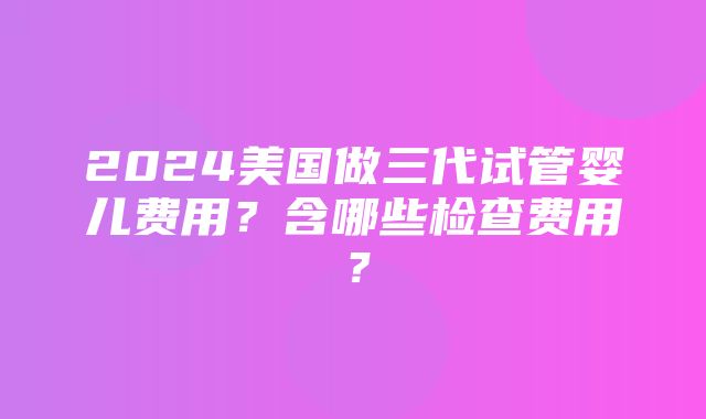 2024美国做三代试管婴儿费用？含哪些检查费用？