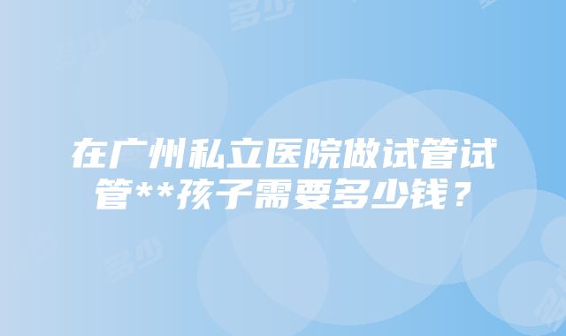 在广州私立医院做试管试管**孩子需要多少钱？