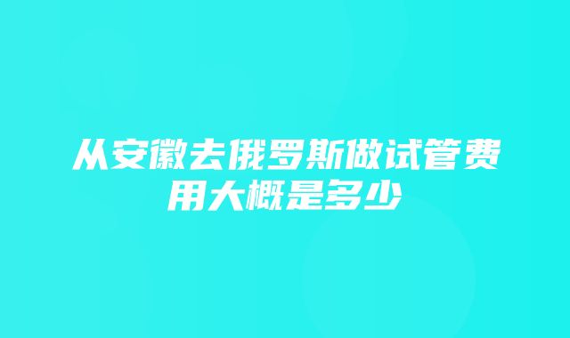 从安徽去俄罗斯做试管费用大概是多少