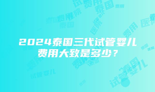 2024泰国三代试管婴儿费用大致是多少？