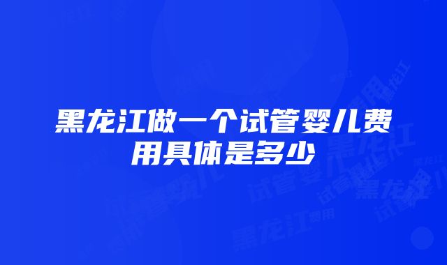 黑龙江做一个试管婴儿费用具体是多少