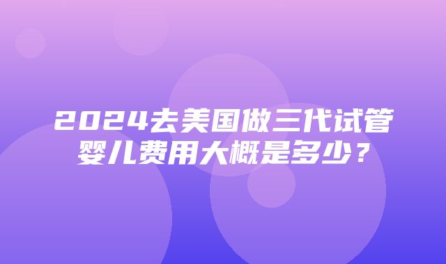 2024去美国做三代试管婴儿费用大概是多少？