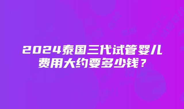 2024泰国三代试管婴儿费用大约要多少钱？