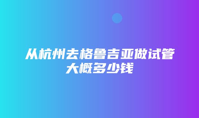 从杭州去格鲁吉亚做试管大概多少钱