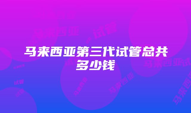 马来西亚第三代试管总共多少钱