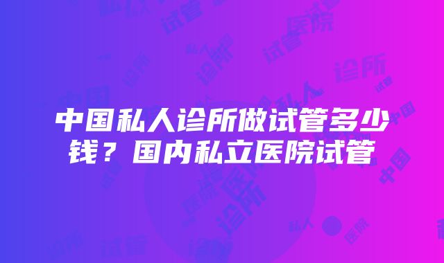 中国私人诊所做试管多少钱？国内私立医院试管