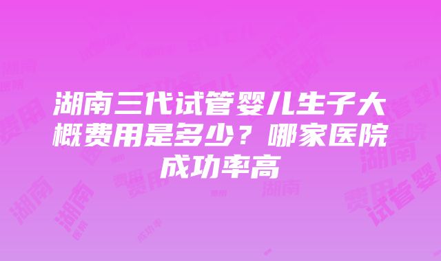 湖南三代试管婴儿生子大概费用是多少？哪家医院成功率高