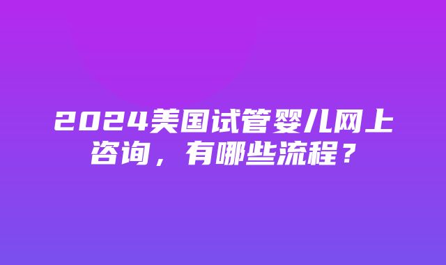 2024美国试管婴儿网上咨询，有哪些流程？