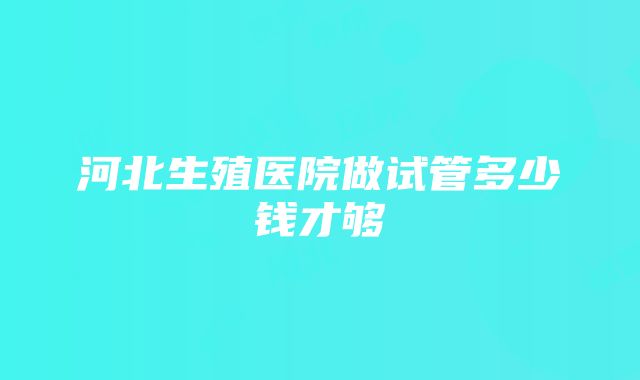 河北生殖医院做试管多少钱才够