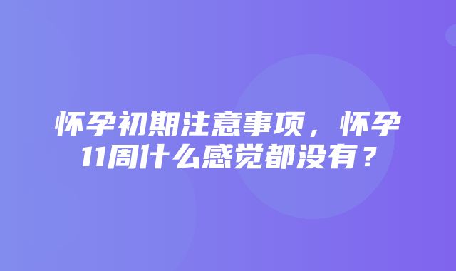 怀孕初期注意事项，怀孕11周什么感觉都没有？