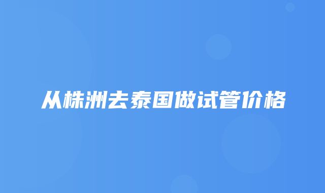 从株洲去泰国做试管价格