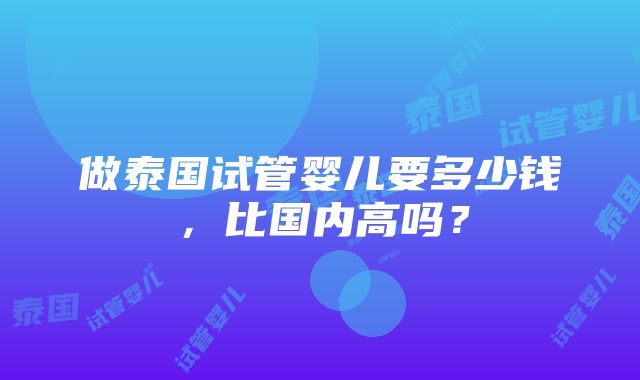 做泰国试管婴儿要多少钱，比国内高吗？