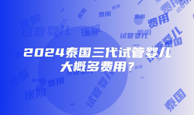 2024泰国三代试管婴儿大概多费用？