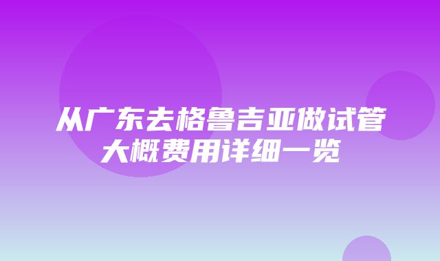 从广东去格鲁吉亚做试管大概费用详细一览