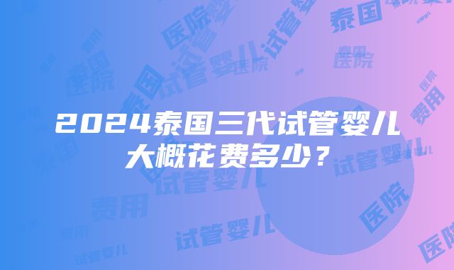 2024泰国三代试管婴儿大概花费多少？