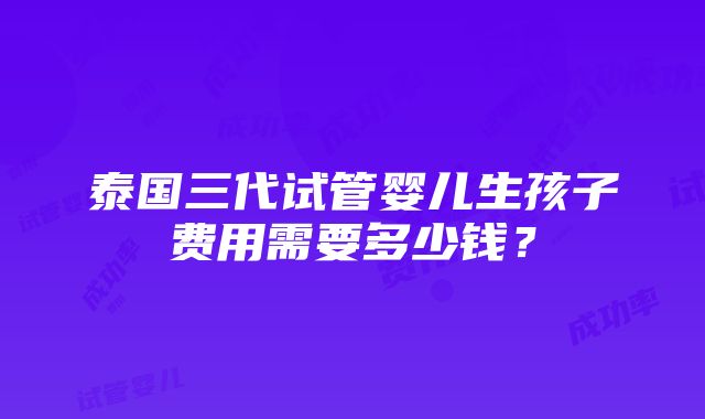 泰国三代试管婴儿生孩子费用需要多少钱？