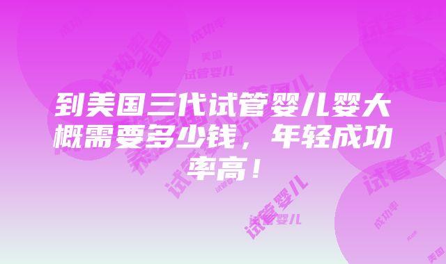 到美国三代试管婴儿婴大概需要多少钱，年轻成功率高！