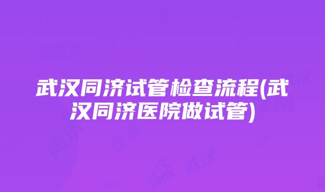 武汉同济试管检查流程(武汉同济医院做试管)