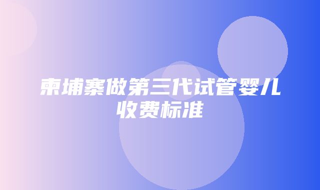 柬埔寨做第三代试管婴儿收费标准