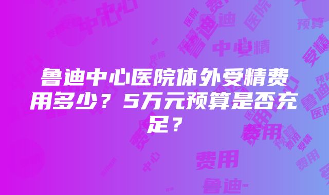 鲁迪中心医院体外受精费用多少？5万元预算是否充足？